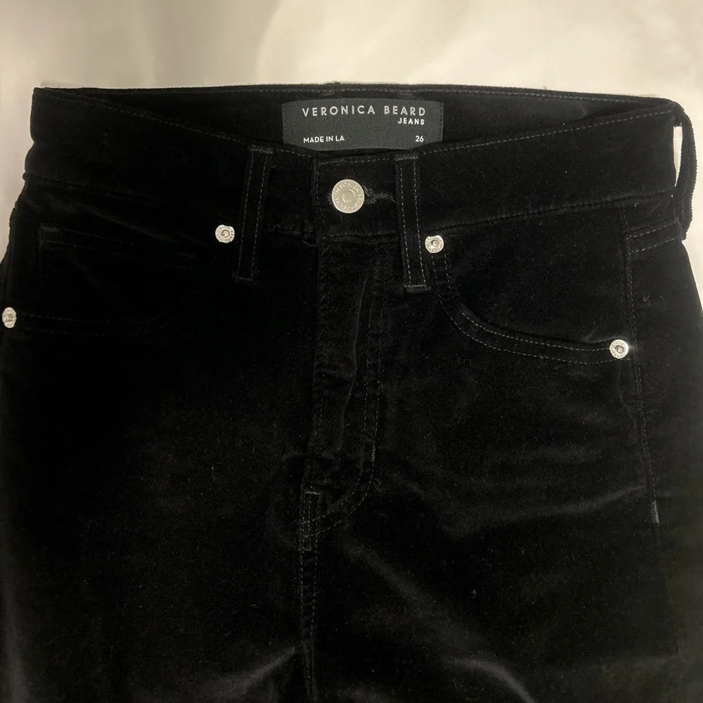 Veronica Beard Black Velvet Flare Women's Jeans - Picture 2 of 4